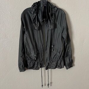 Free People Green Nylon Ripstop Parachute Zip Up Lightweight Jacket Medium